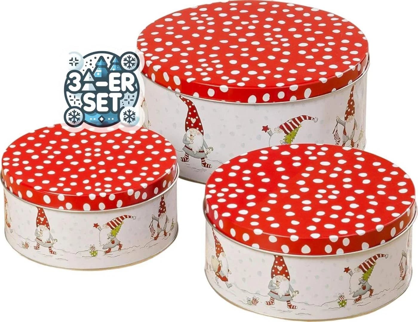 BOLTZE GRUPPE Keksdose CasaJame 3er Set Weihnachten Wichtel rot - Bild 2