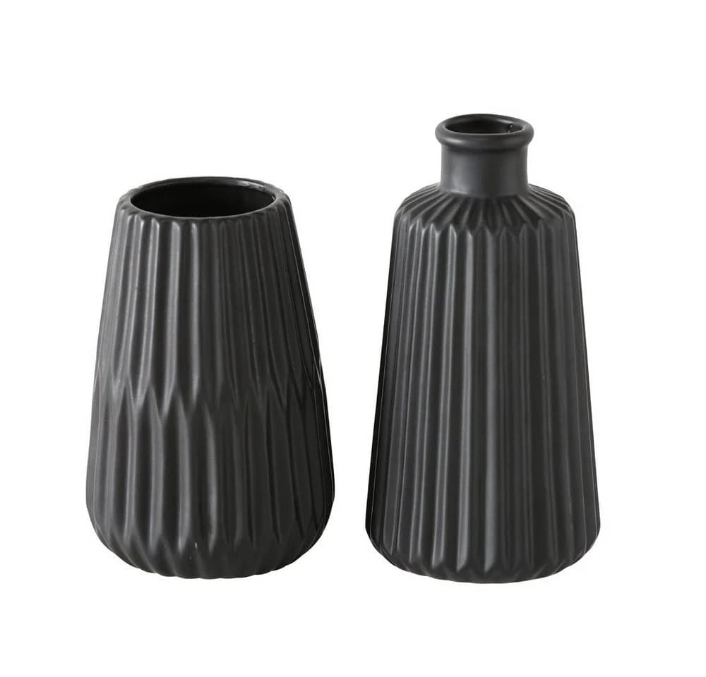 BOLTZE GRUPPE GmbH Esko Vase Blumenvase Porzellan matt Schwarz 2er Set