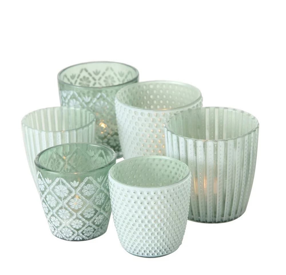 BOLTZE Windlicht Patty Set 6-tlg. Grün Glas
