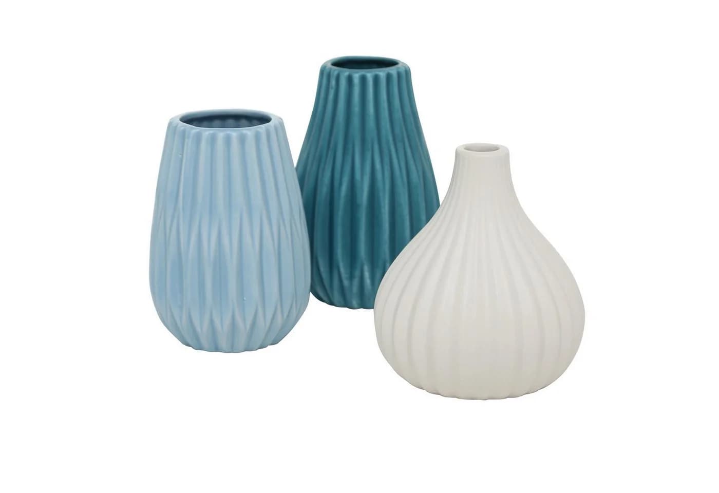 BOLTZE Blumenvasen-Set Wilma 3er-Set Blau-Weiß - Bild 3