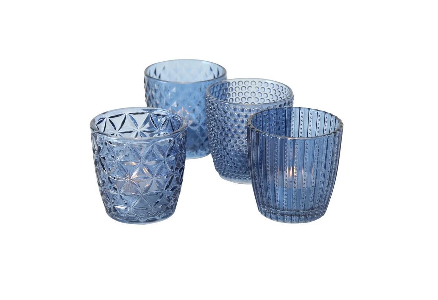 BOLTZE GRUPPE GmbH Teelichthalter Marilu Glas lackiert Blau 4-teilig