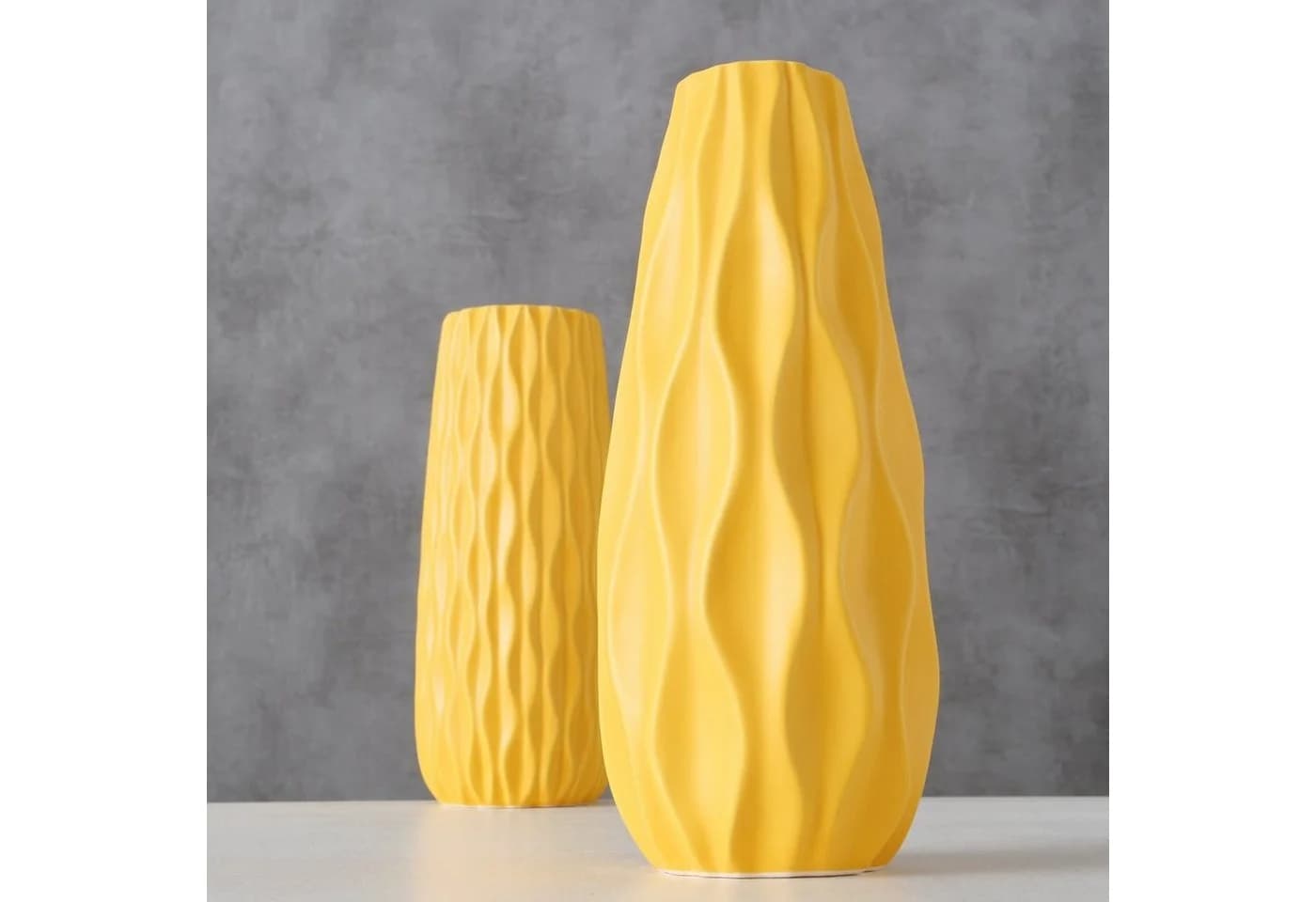 BOLTZE Tischvase 2er Set Luana Gelb Steingut Matt - Bild 2