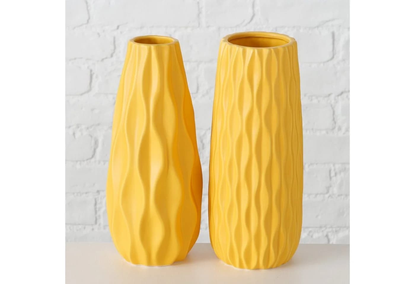 BOLTZE Tischvase 2er Set Luana Gelb Steingut Matt - Bild 4
