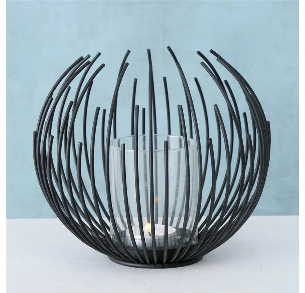 BOLTZE Windlicht Cylon Schwarz Metall Kerzenhalter Skandinavisches Design