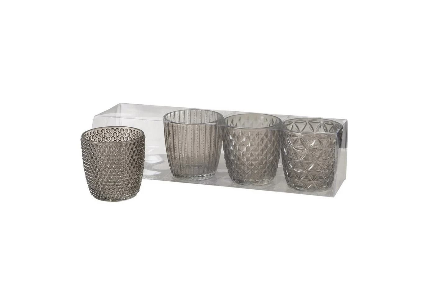 BOLTZE GRUPPE GmbH Teelichthalter Marilu Glas lackiert grau 4-teilig