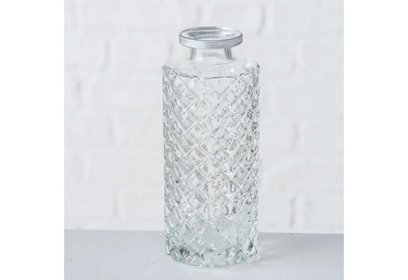 BOLTZE Tischvase 3er Set Glas Flaschenform Relief - Bild 3