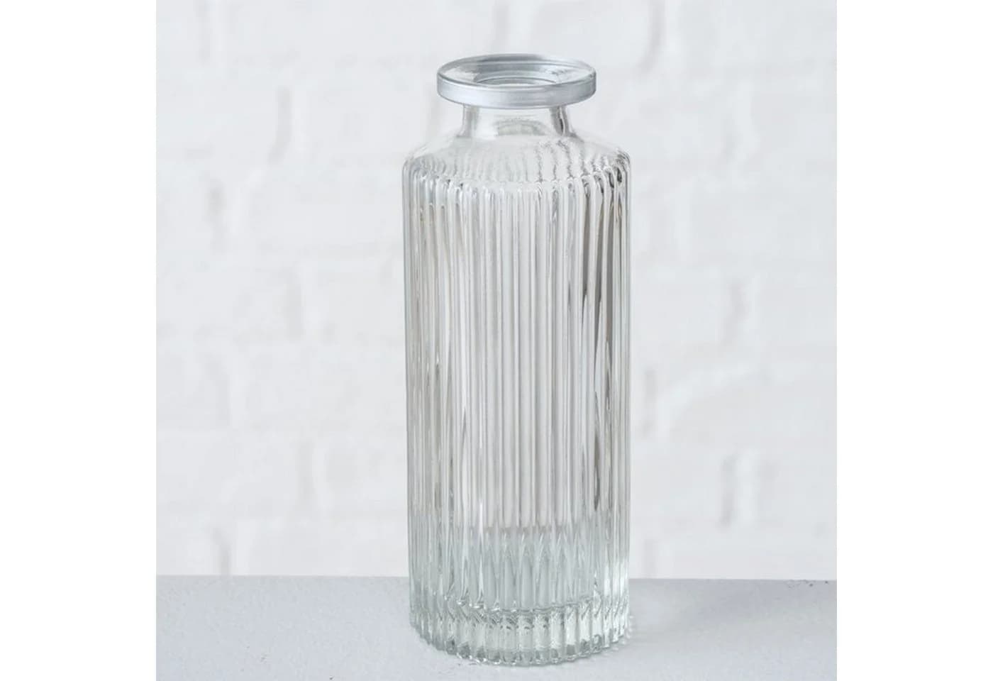 BOLTZE Tischvase 3er Set Glas Flaschenform Relief - Bild 4