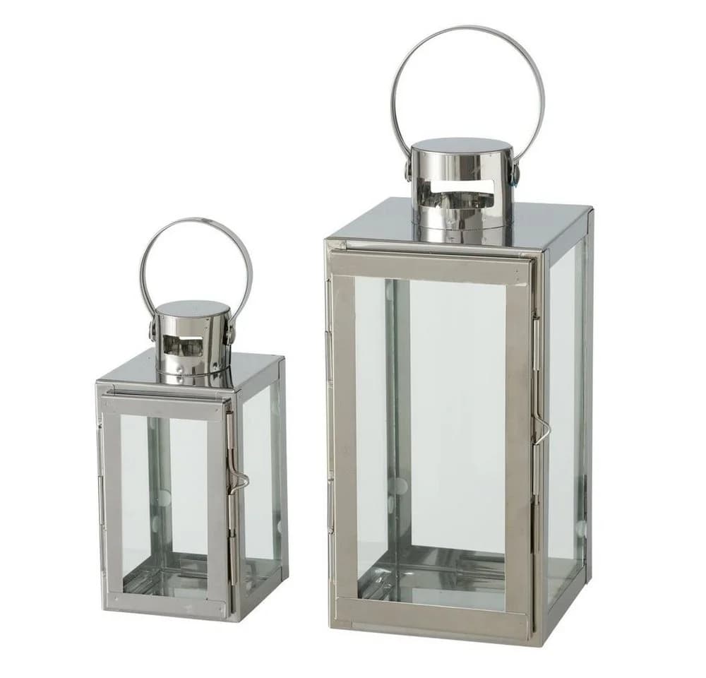 BOLTZE Kerzenlaterne Caruso 2er Set Silber Windlicht Skandinavisches Design - Bild 2