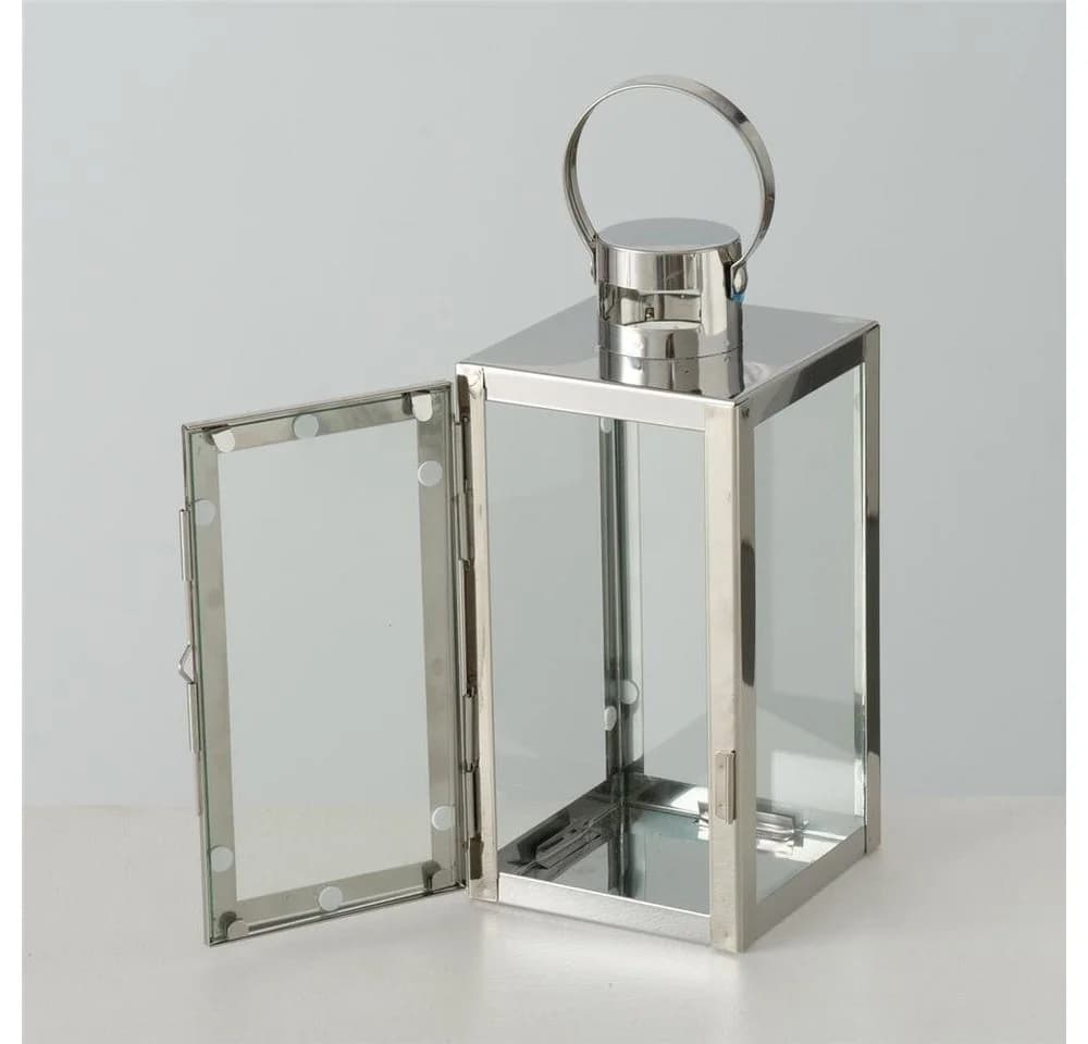 BOLTZE Kerzenlaterne Caruso 2er Set Silber Windlicht Skandinavisches Design - Bild 5