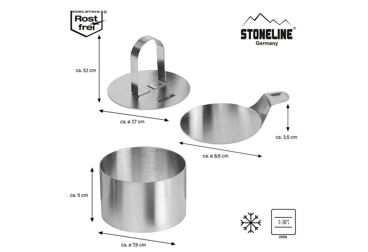STONELINE Speisering-Set 8-tlg. Edelstahl Silber - Bild 5