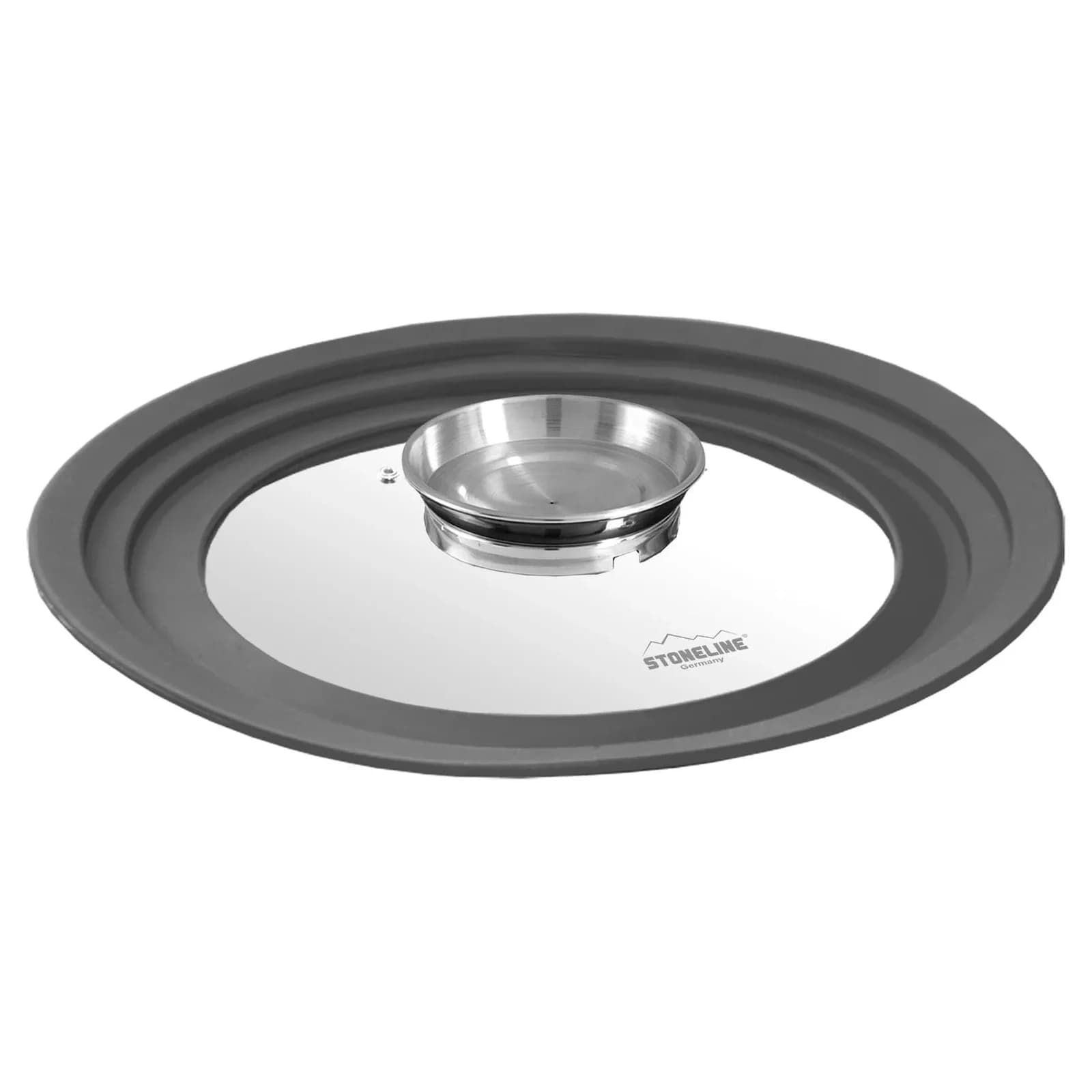STONELINE® Universal Glasdeckel mit Silikonrand & Aromaknauf für 24/26/28 cm