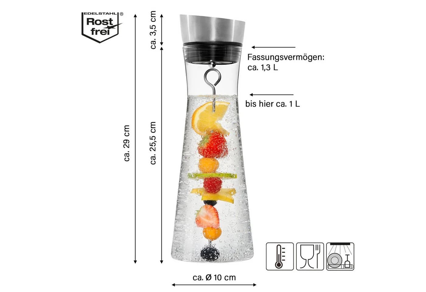 STONELINE Wasserkaraffe 1L mit Deckel & Sieb - Bild 2