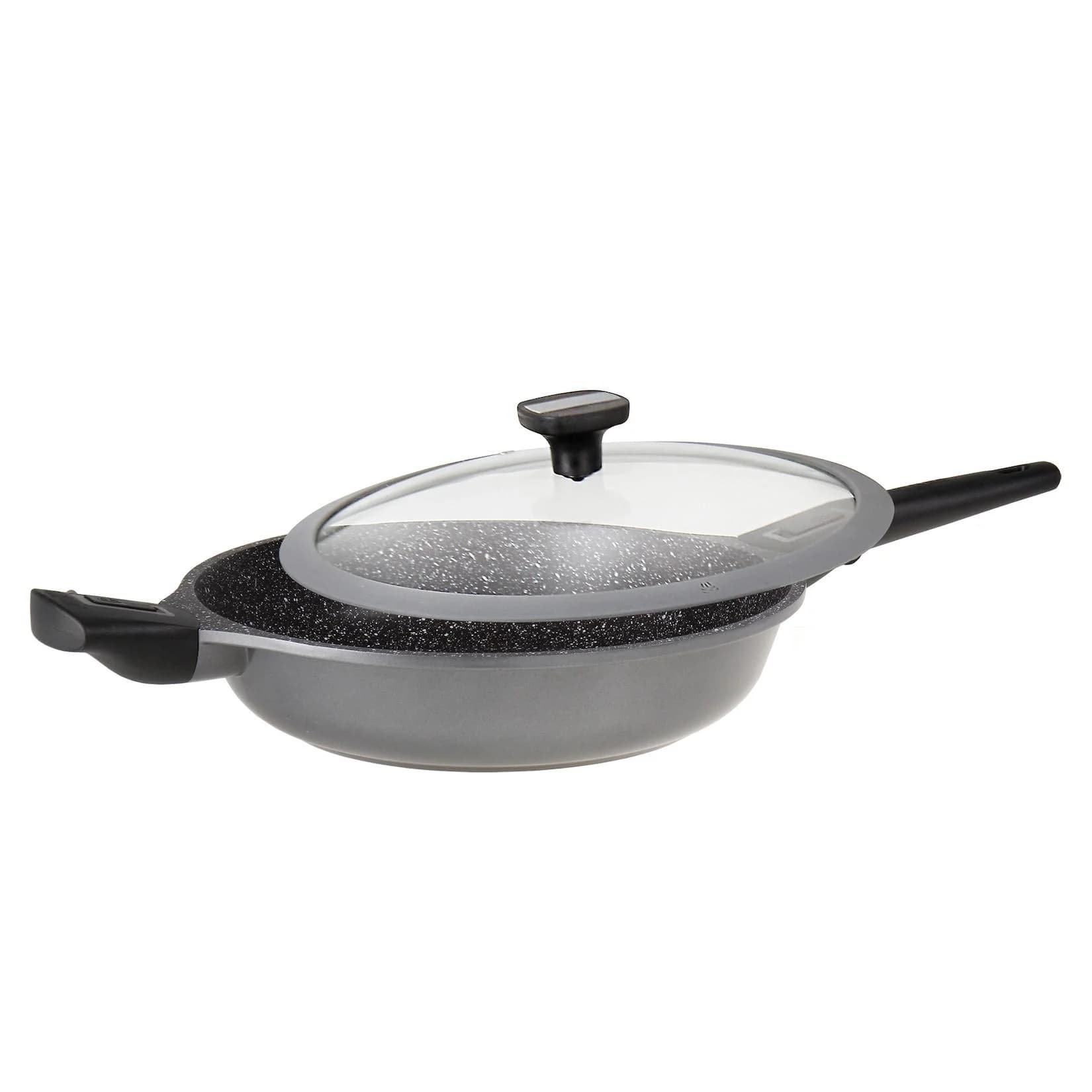 STONELINE® Imagination PLUS Schmorpfanne 28 cm mit abnehmbaren Griffen und Glasdeckel