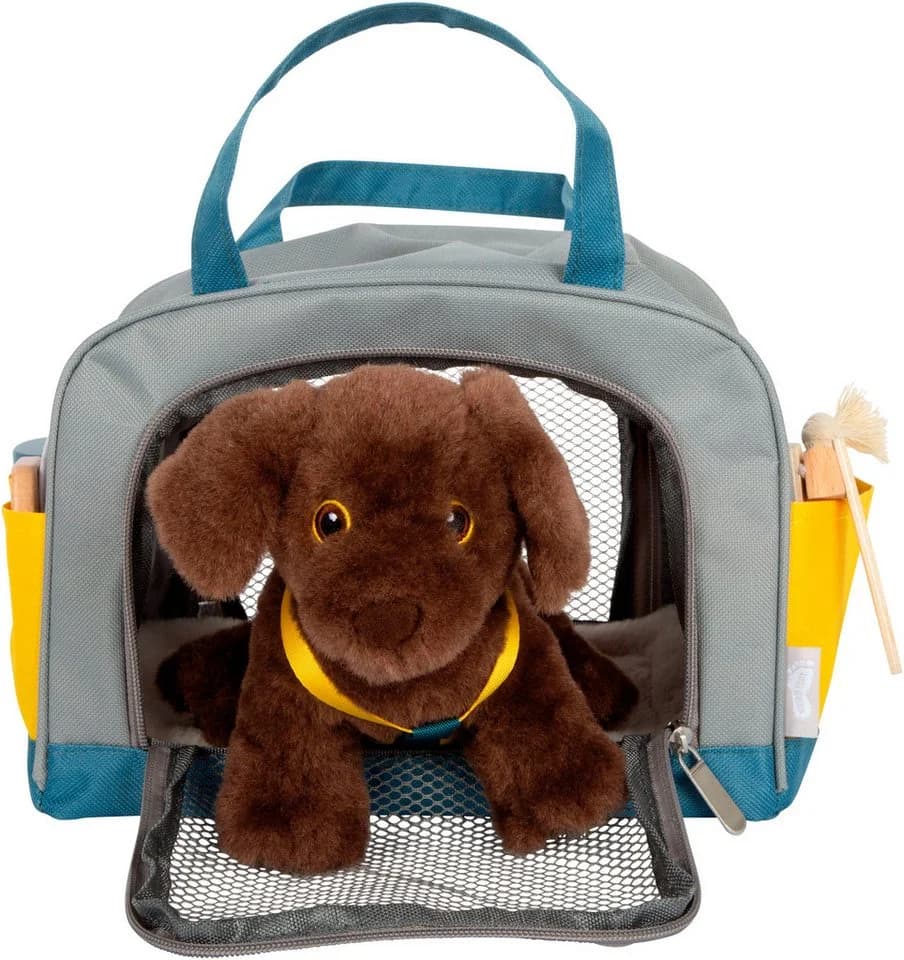 Small Foot Plüschfigur Hund mit Tasche 15-tlg Braun Pflege-Set