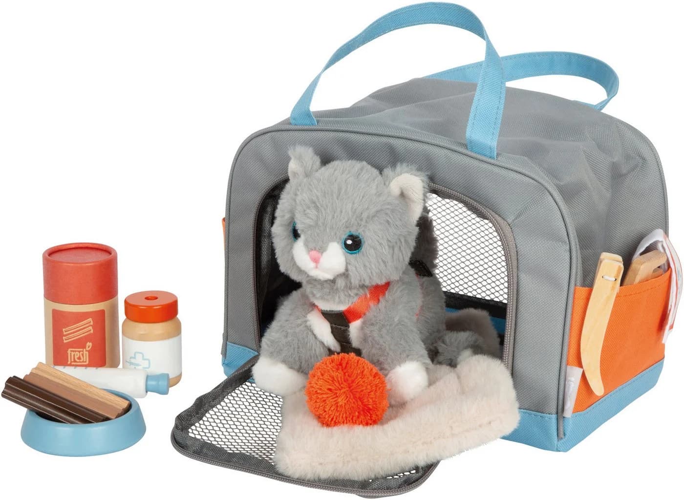 Small Foot Plüschfigur Katze mit Tasche (Set, 15-St) Grau Pflege- und Tierarzt-Zubehör