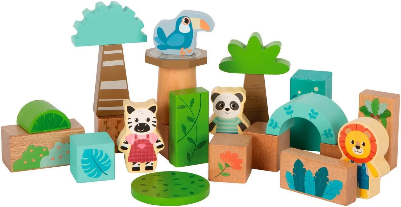 Small Foot Holzbausteine Jungle Friends 50-tlg. Bunt