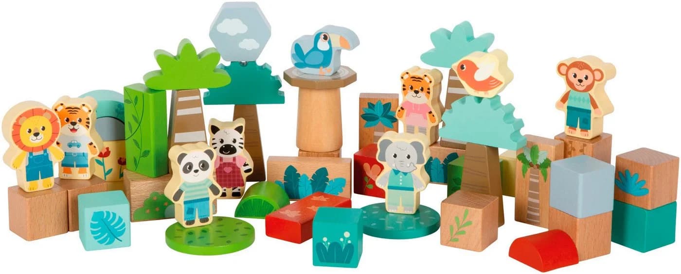 Small Foot Holzbausteine Jungle Friends 50-tlg. Bunt - Bild 2