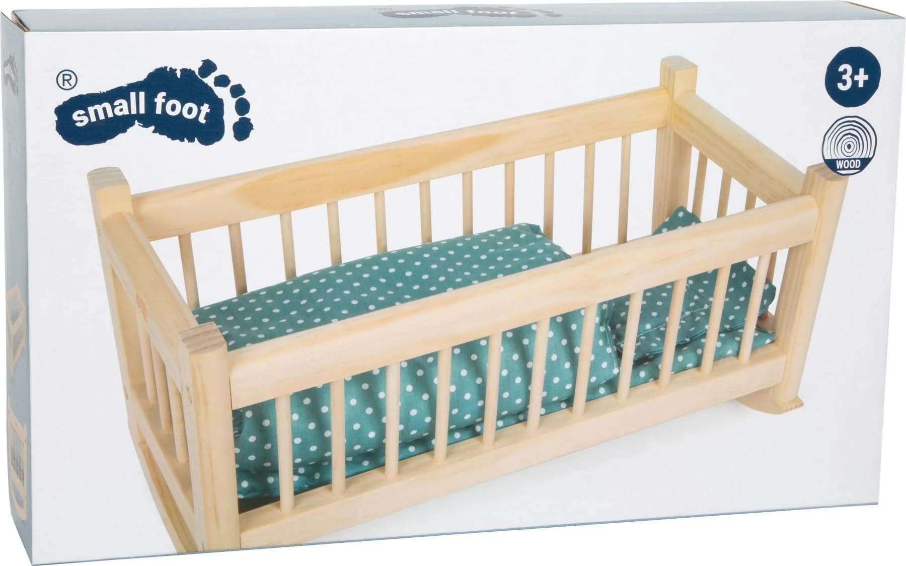 Small Foot Puppenwiege Beige Natur Holz Stoff