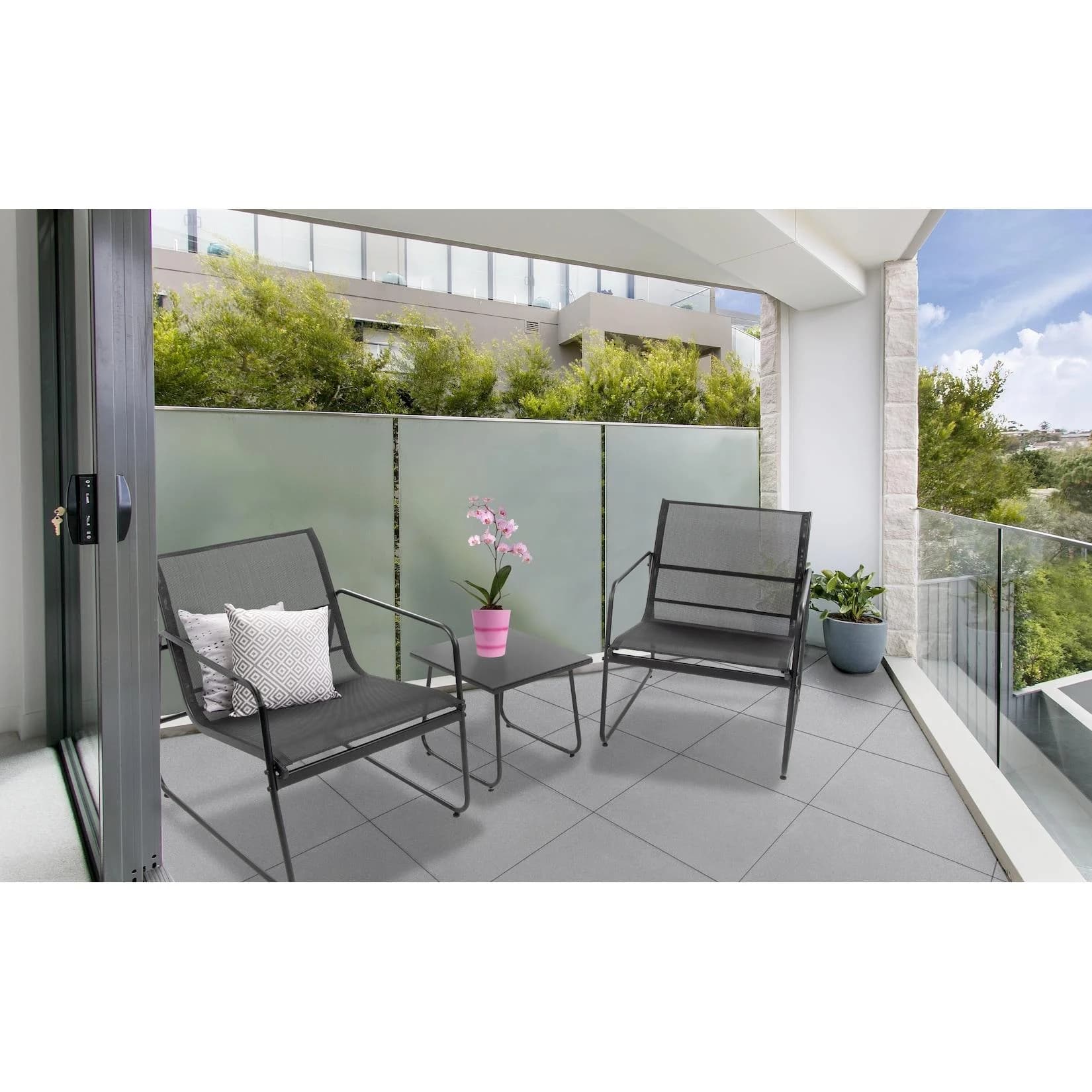 bellavista Home&Garden Gartenlounge-Set Mali Schwarz Stahl 3-tlg.