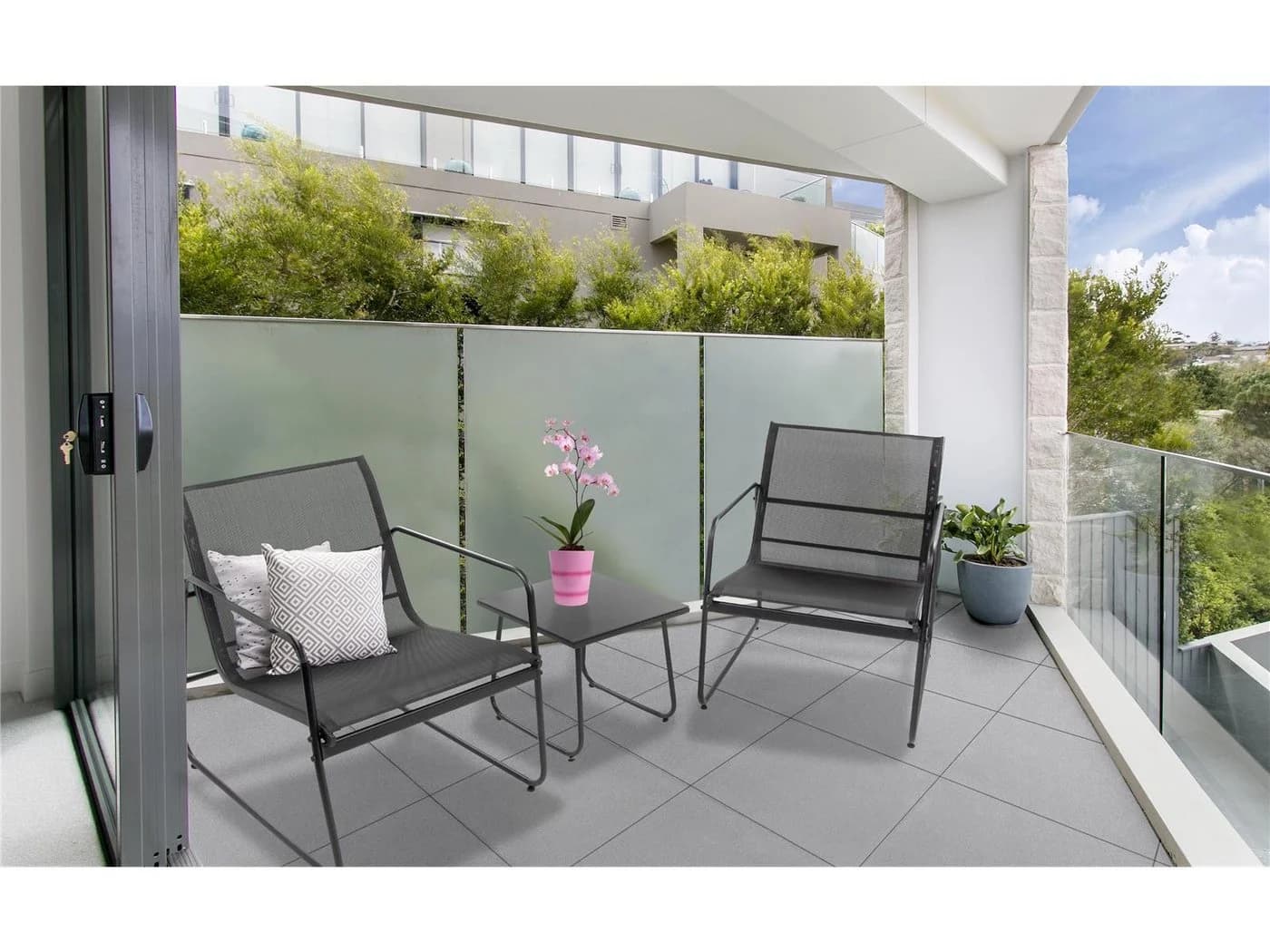 bellavista Home&Garden Gartenlounge-Set Mali Schwarz Stahl 3-tlg. - Bild 2