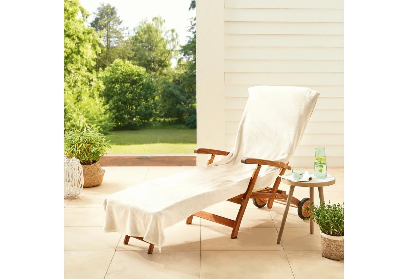 DYCKHOFF Schonbezug Stuhlauflage Liegeauflage Frottier Beige - Bild 2