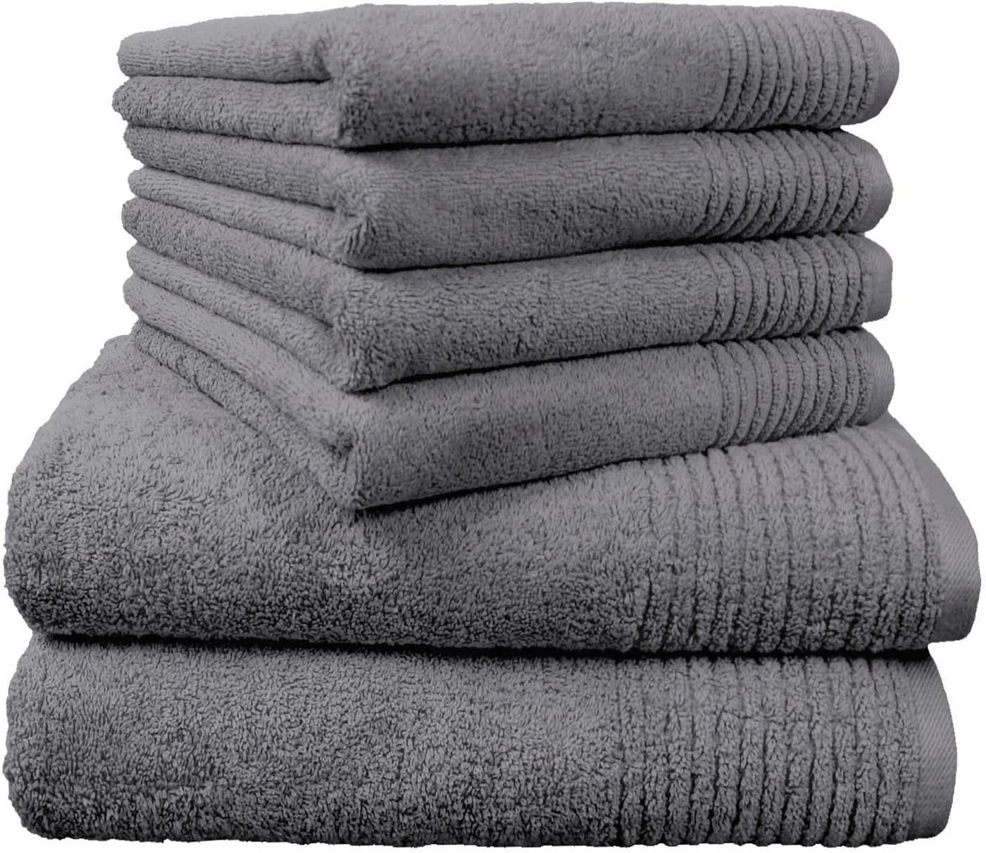 DYCKHOFF Handtuch Set 6-tlg. Grau Walkfrottee mit Bordüre - Bild 2