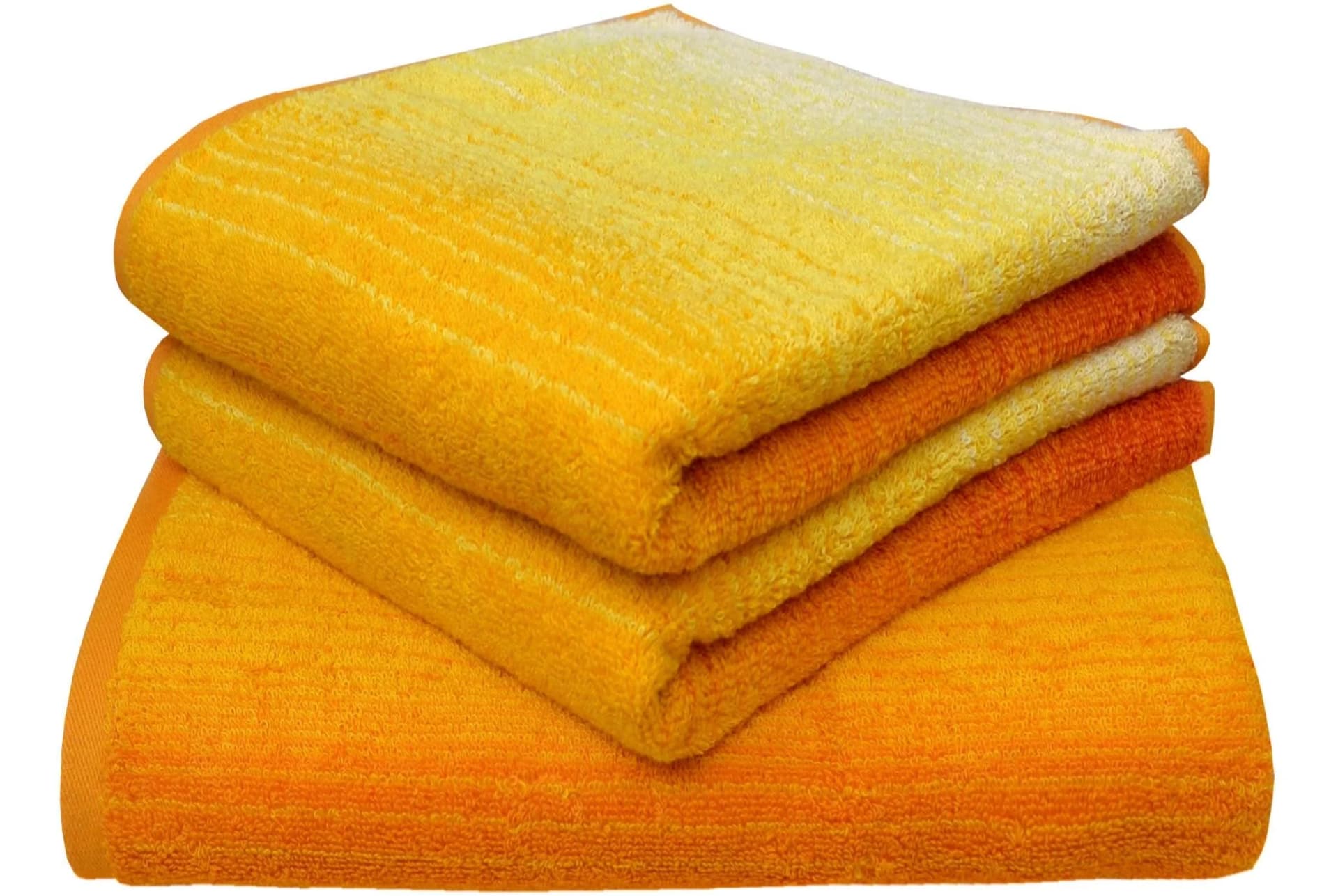 DYCKHOFF Handtuch Set Colori Gelb 3-tlg. Walkfrottee Bio-Baumwolle
