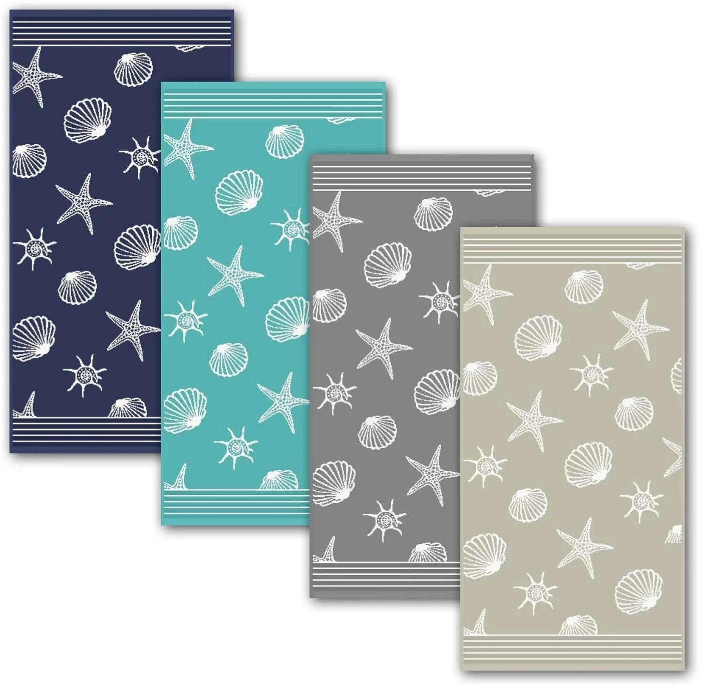 DYCKHOFF Handtuch Set Seashell Grau 3-tlg. Walkfrottee mit Muschelmuster