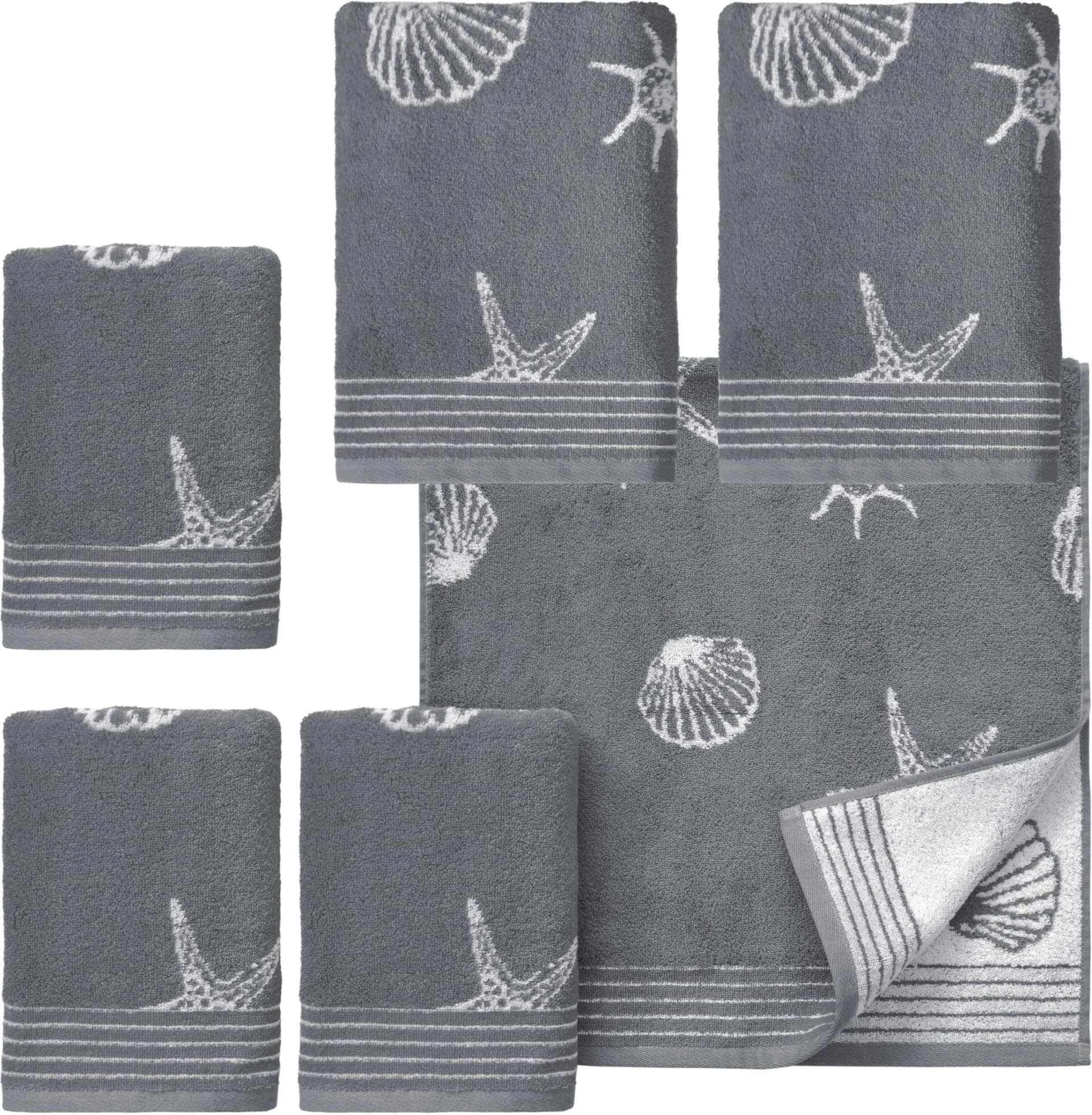 DYCKHOFF Handtuch Set Seashell Grau 6-tlg. Walkfrottee