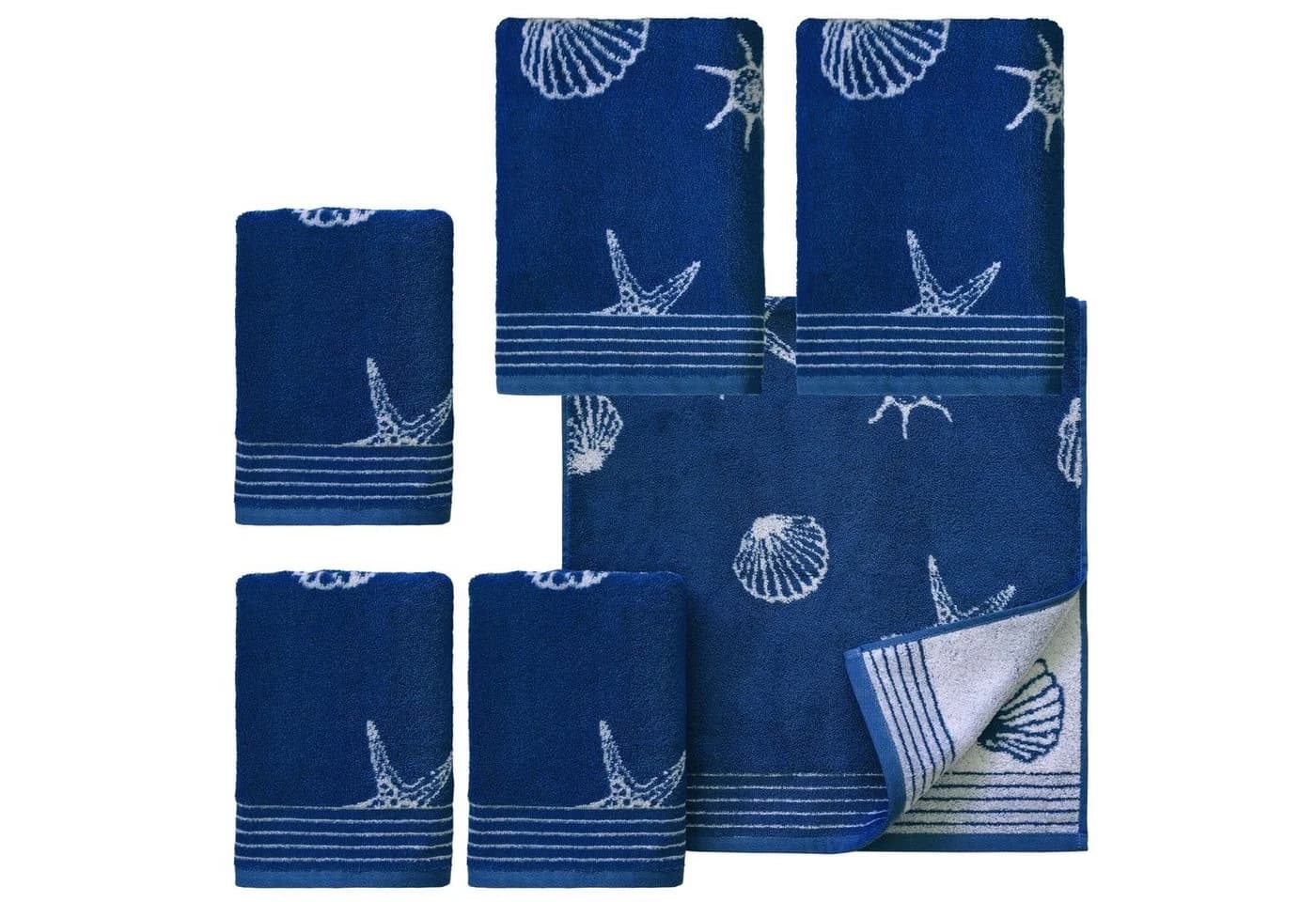 Dyckhoff Handtuch Set Seashell 6-tlg. Blau Walkfrottee - Bild 2