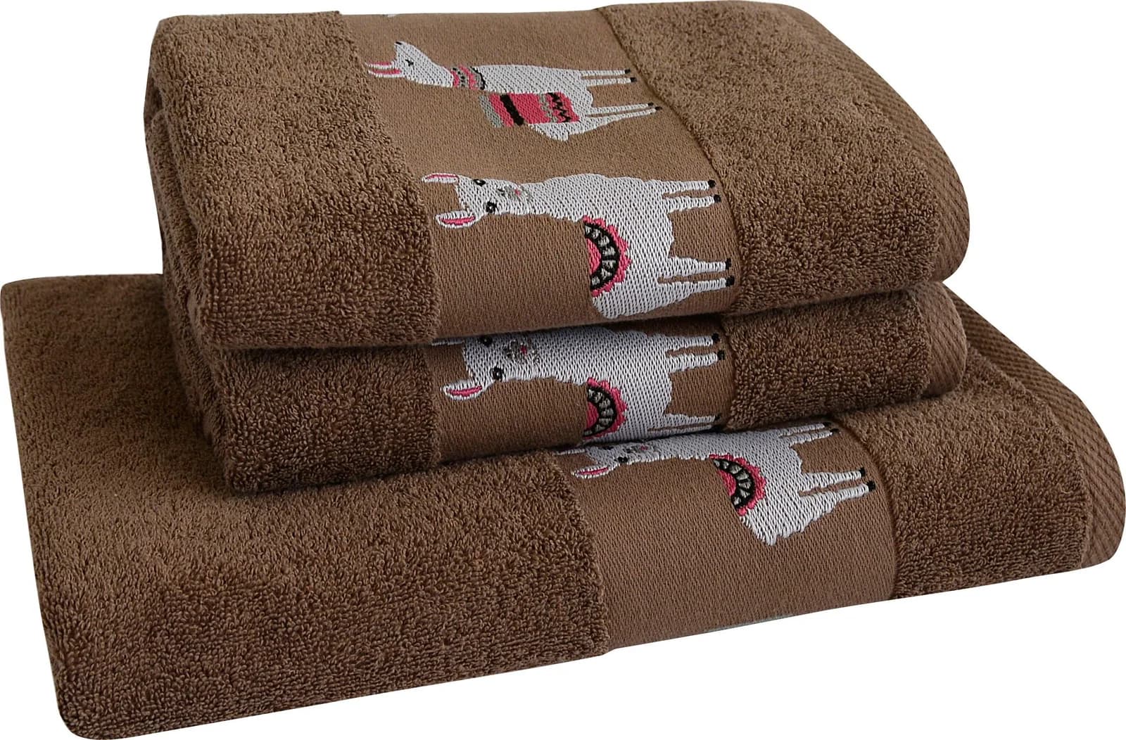 Dyckhoff Handtuch-Set Lama 3-tlg. Braun Walkfrottee