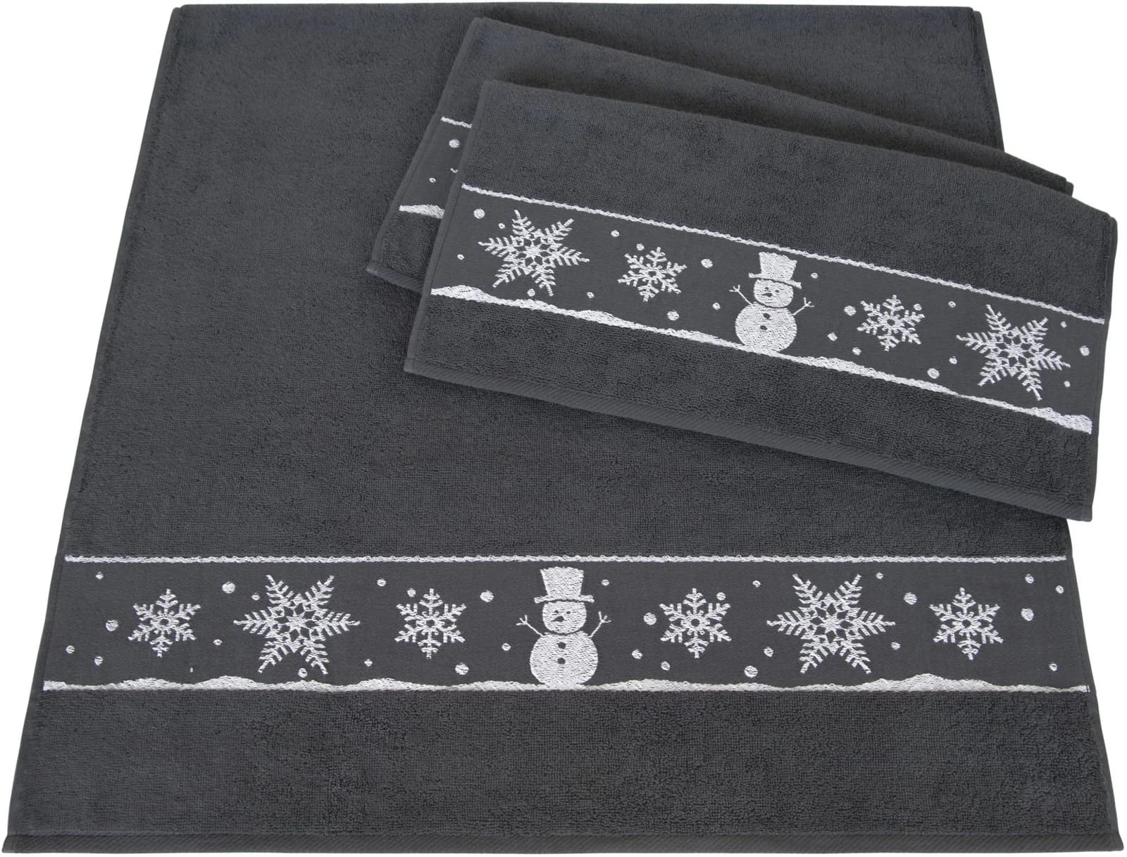 DYCKHOFF Handtuch Set "Schneemann" Grau 3-tlg. Frottier