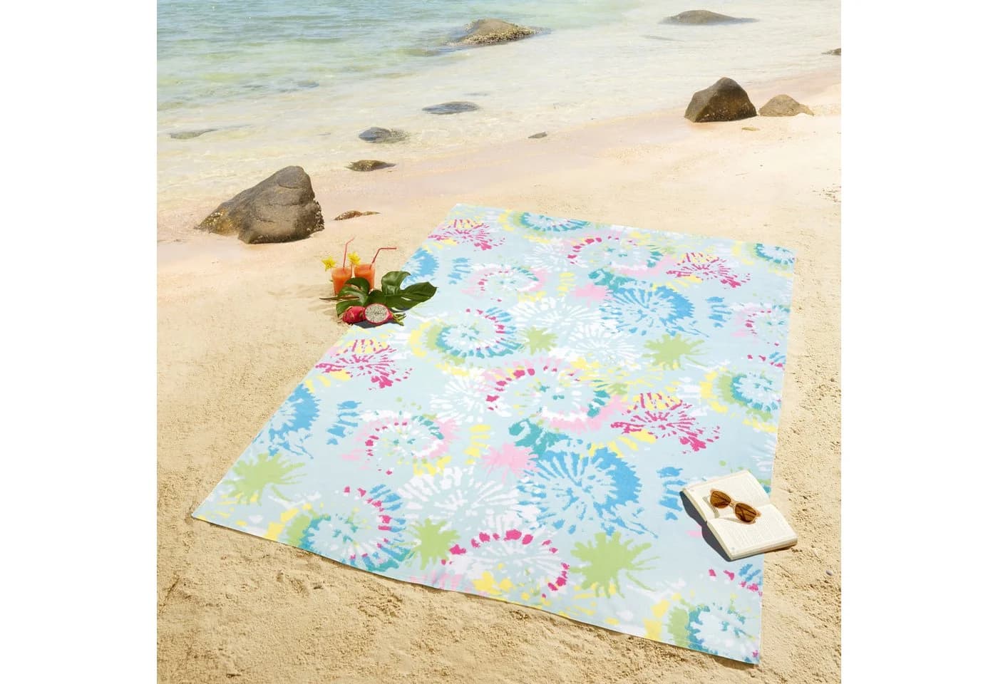DYCKHOFF Strandtuch Splash Bunt Frottiervelours Extra Groß