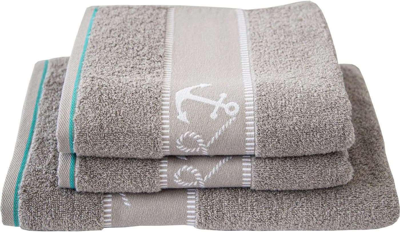 DYCKHOFF Handtuch Maritim Voyage Grau Frottier 100% Baumwolle - Bild 2