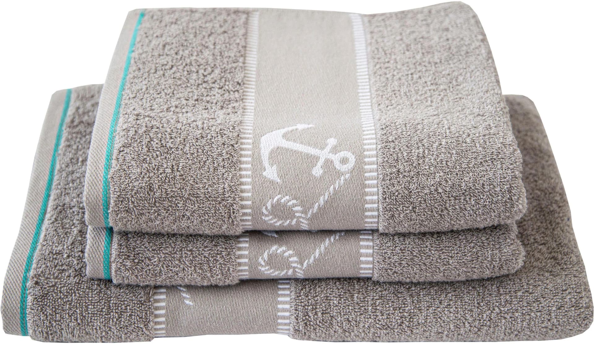 DYCKHOFF Handtuch Maritim Voyage Grau Frottier 100% Baumwolle - Bild 5