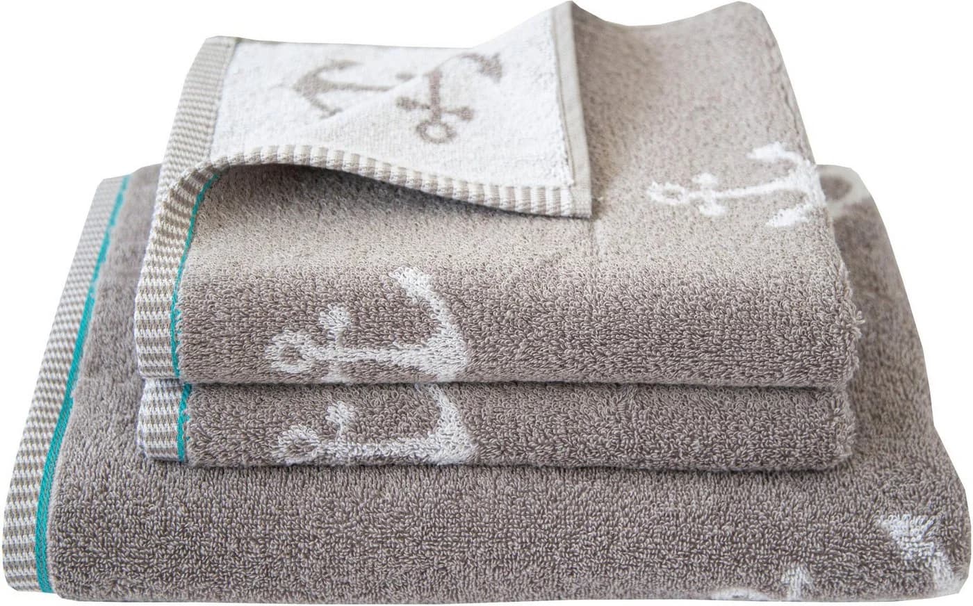 DYCKHOFF Handtuch Set Maritim Nautic Grau 3-tlg. Frottier - Bild 2