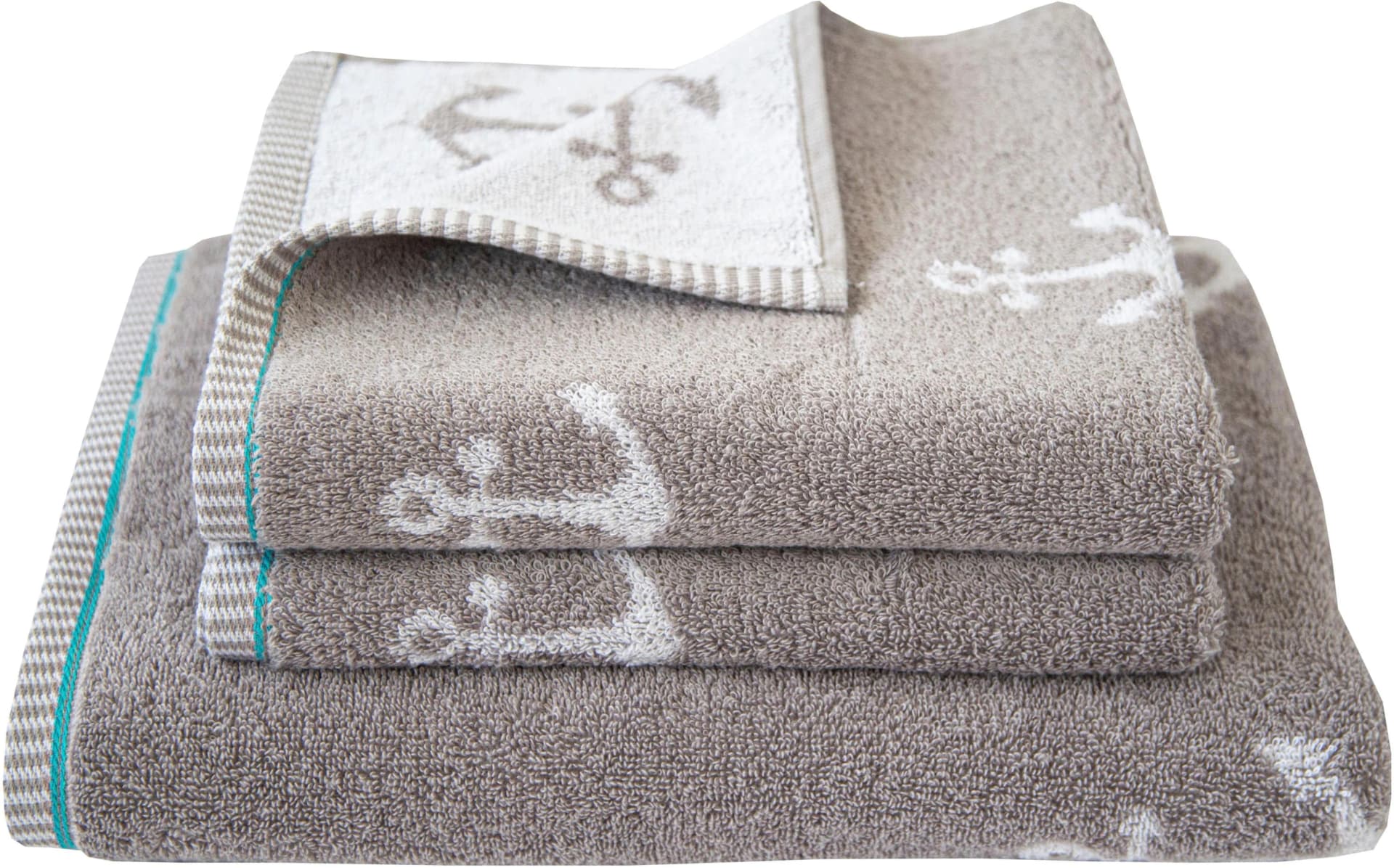 DYCKHOFF Handtuch Set Maritim Nautic Grau 3-tlg. Frottier - Bild 5