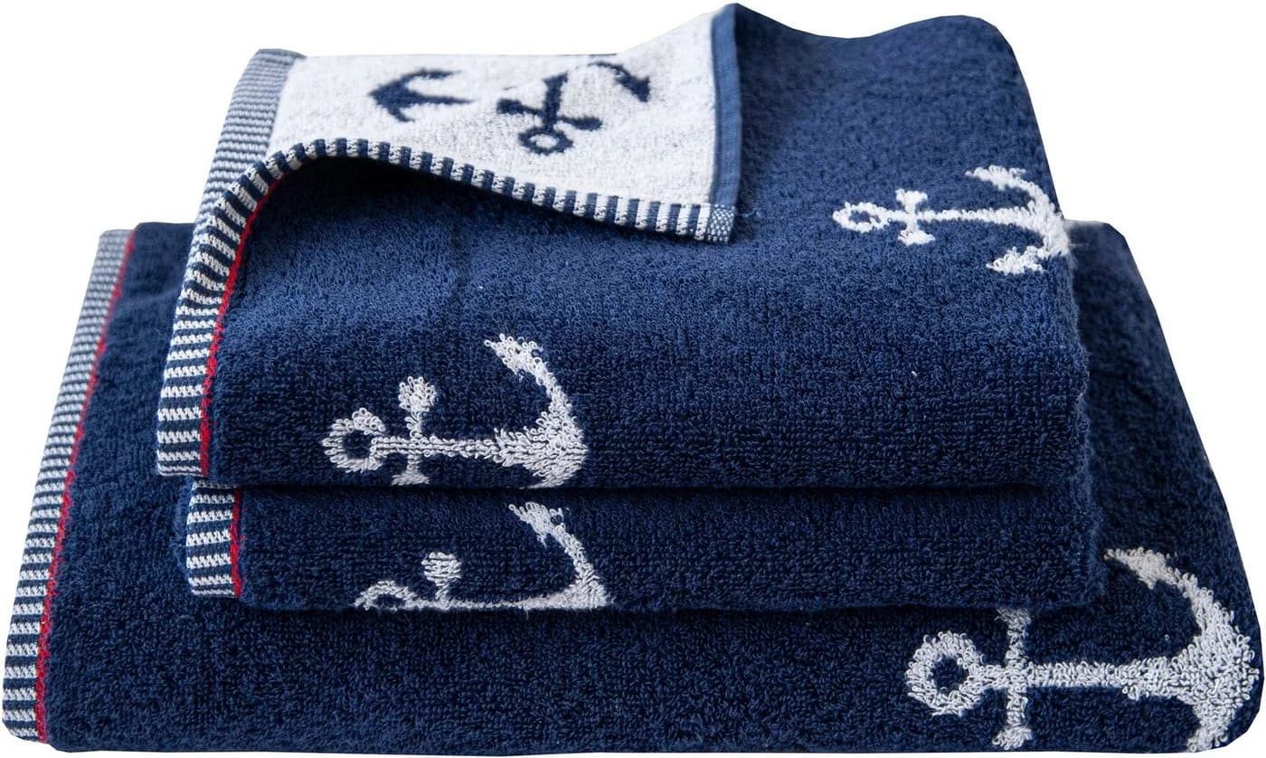 DYCKHOFF Handtuch Set Maritim Nautic 3-tlg. Navy Frottier - Bild 2