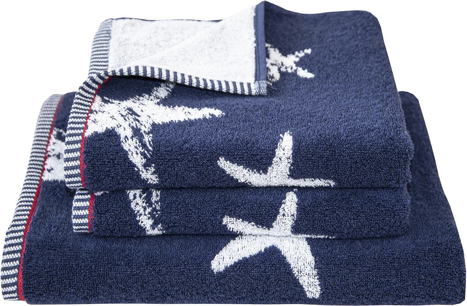DYCKHOFF Handtuch Set Maritim Starfish Navy 3-tlg Frottier