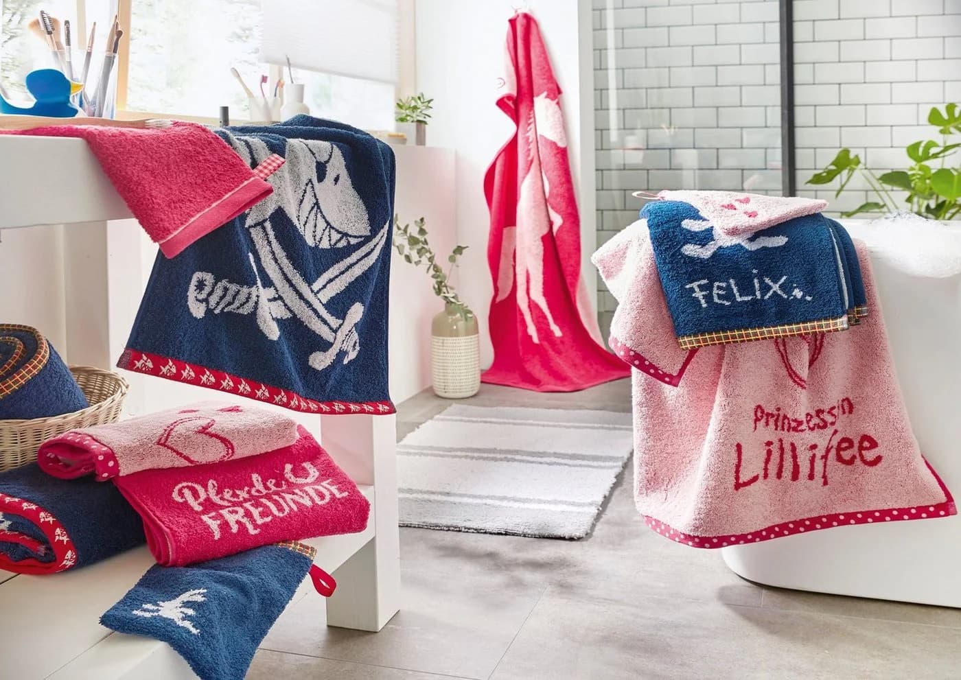 Duschtuch DYCKHOFF Lillifee Rosa Herz-Motiv 100% Baumwolle