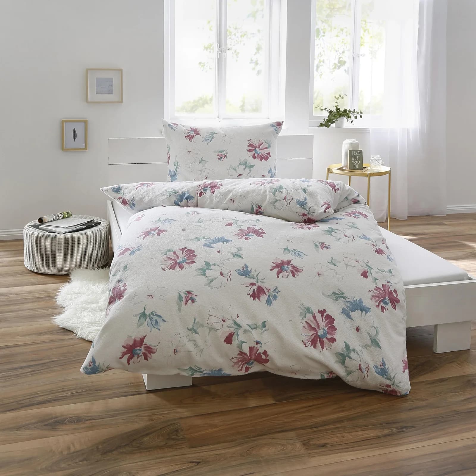 Dyckhoff Bettwäsche Pfingstrosen Weiß/Rosa Frottee