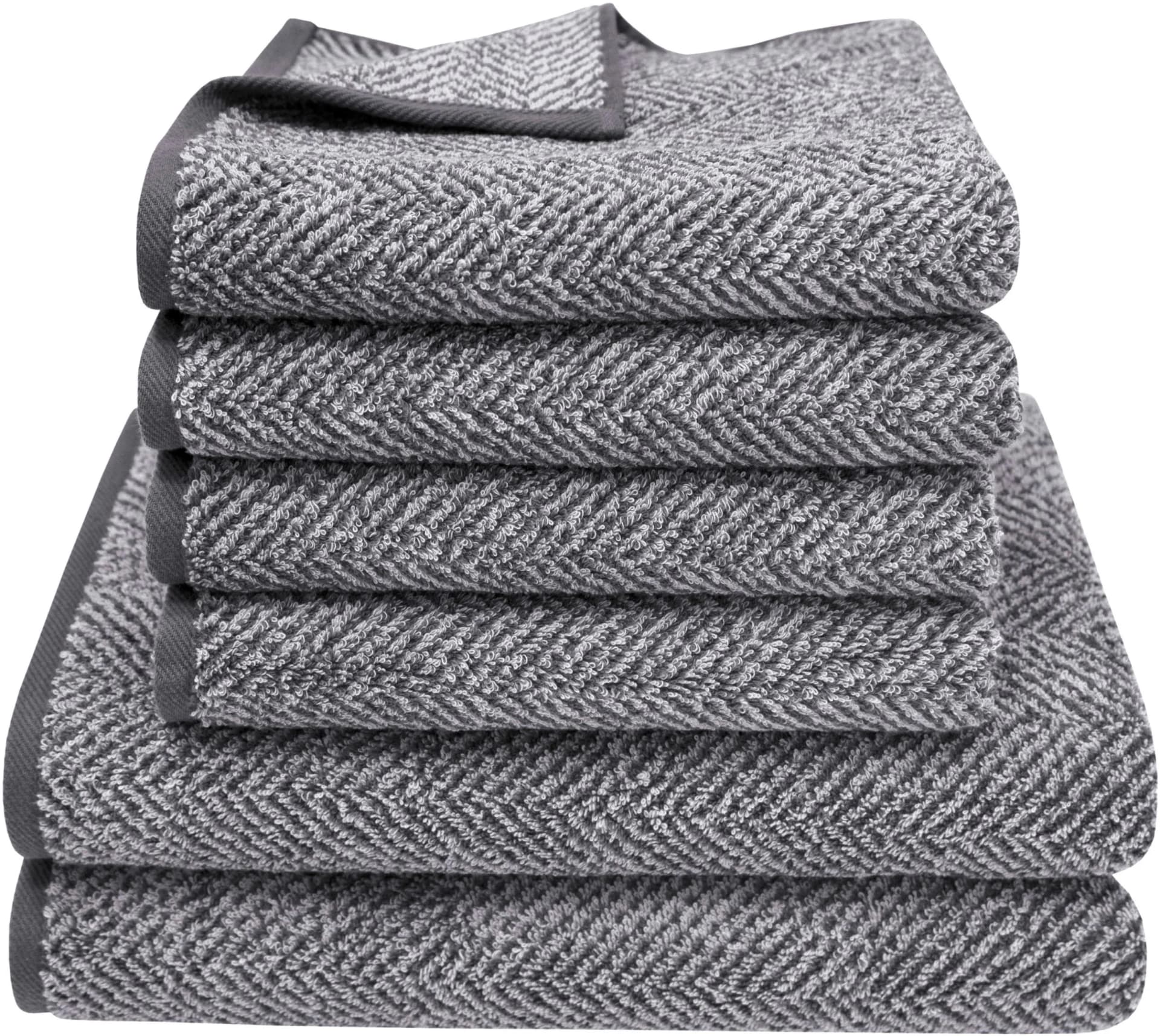 DYCKHOFF Handtuch Set 6-tlg. Grau Herringbone Walkfrottier