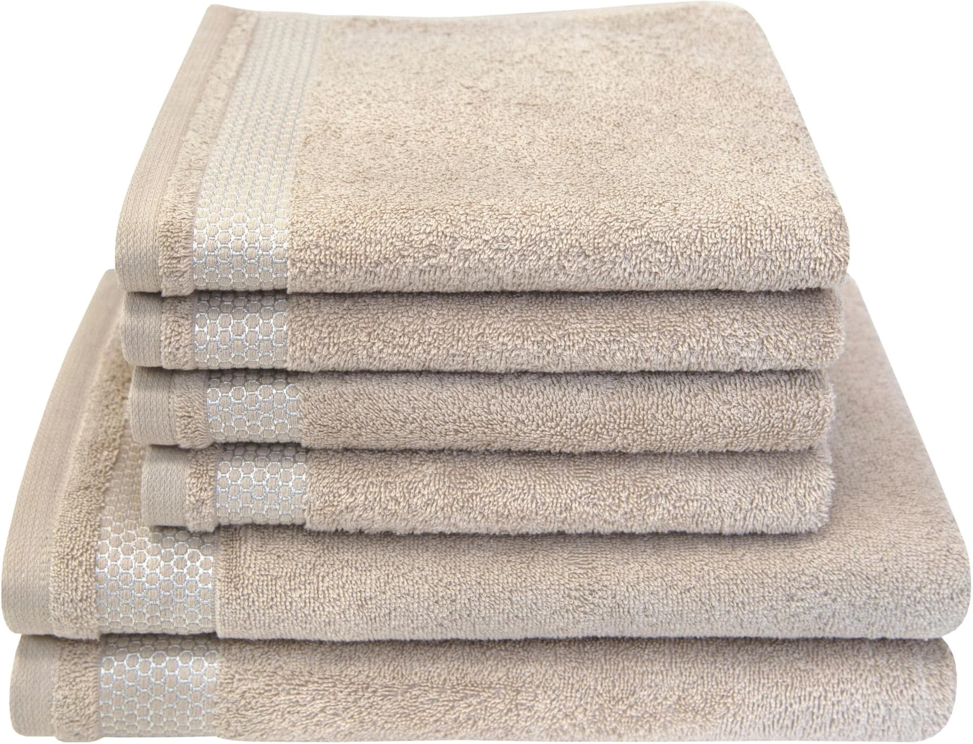 DYCKHOFF Handtuch Set Gloss 6-tlg. Beige Walkfrottier
