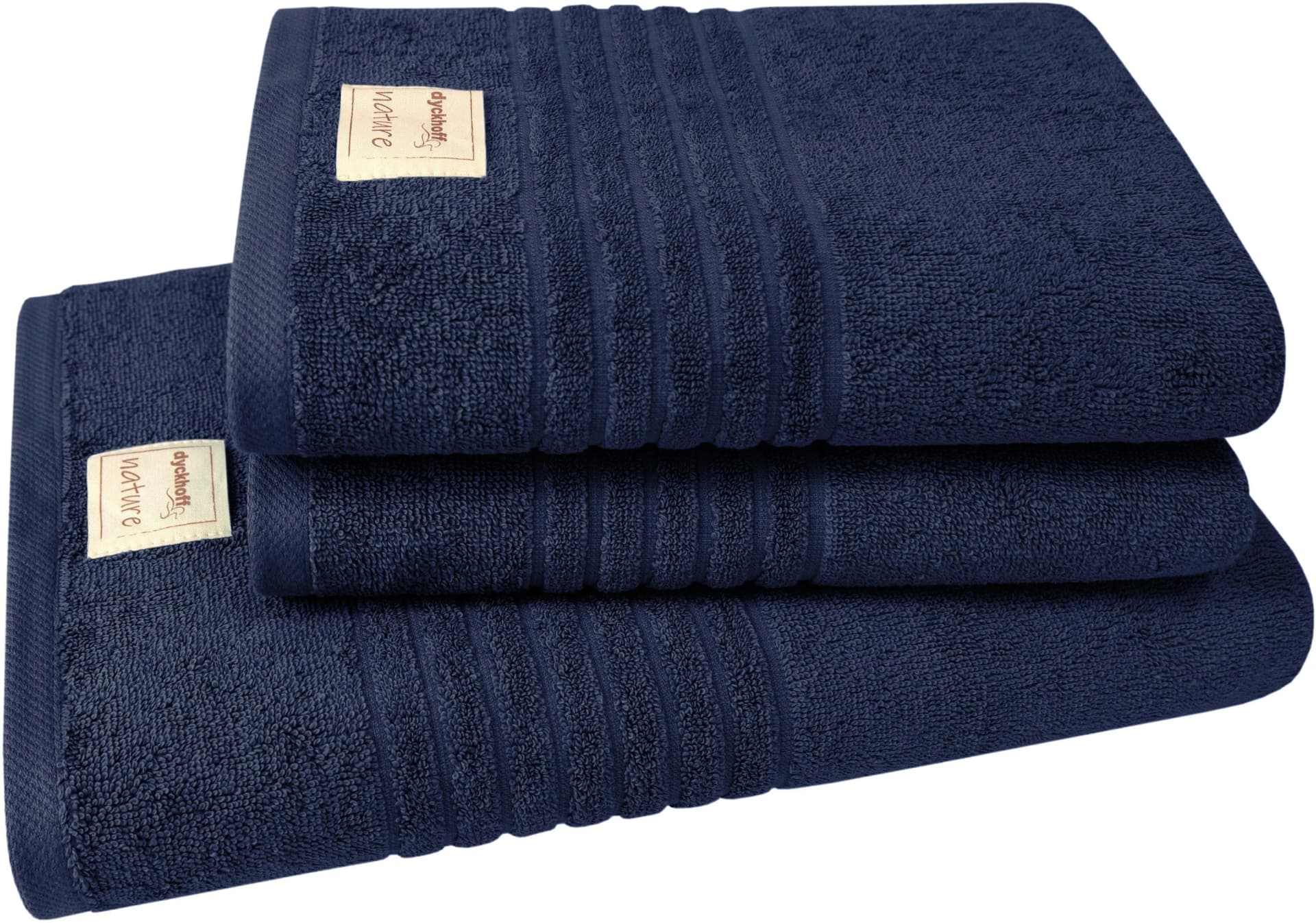 DYCKHOFF Handtuch Set Nature 3-tlg. Marine 100% Bio-Baumwolle Frottier