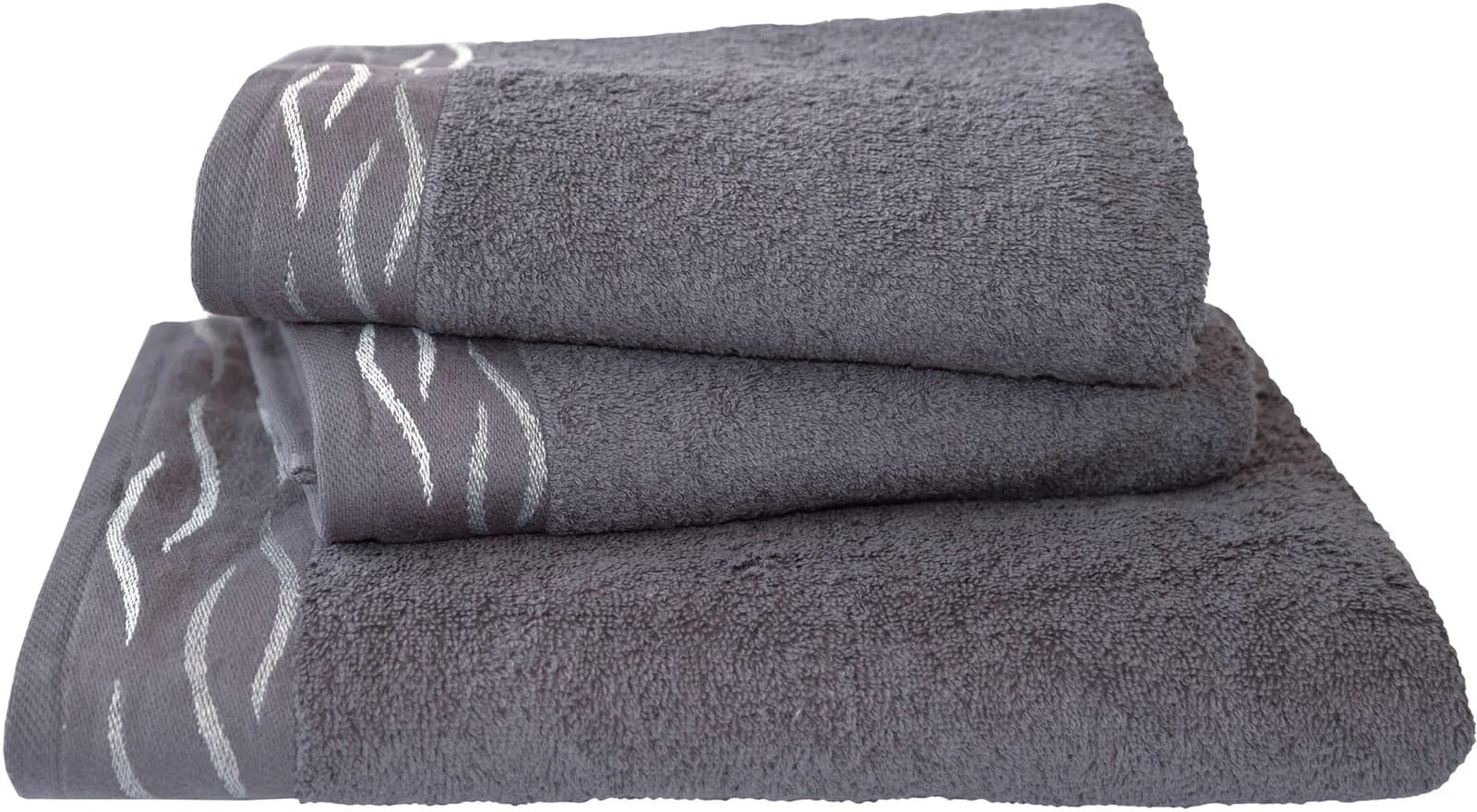 DYCKHOFF Handtuch Set Wave Grau Frottier Jacquard