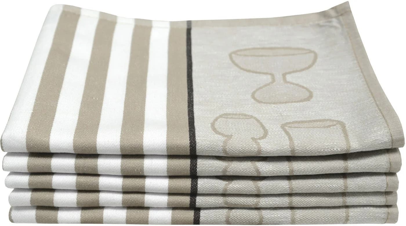 Dyckhoff Geschirrtuch Halbleinen Beige Gläser Streifen - Bild 2