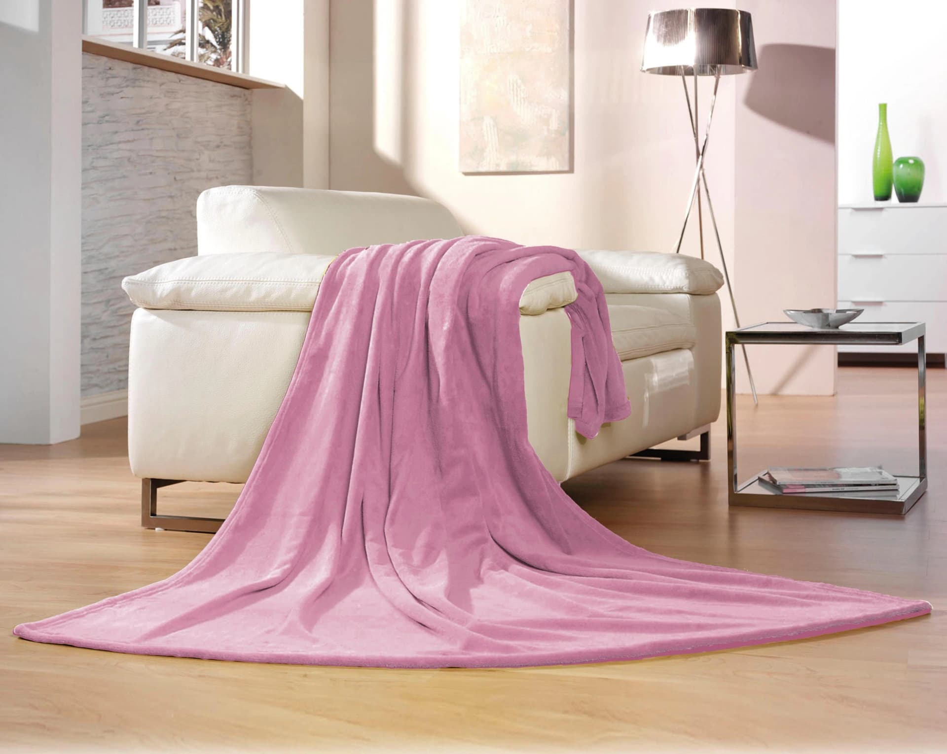 GÖZZE Wohndecke Memphis Altrosa Polyester Kuscheldecke