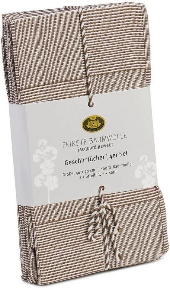 Gözze Geschirrtücher 4er Pack Taupe 100% Baumwolle Jacquard - Bild 5