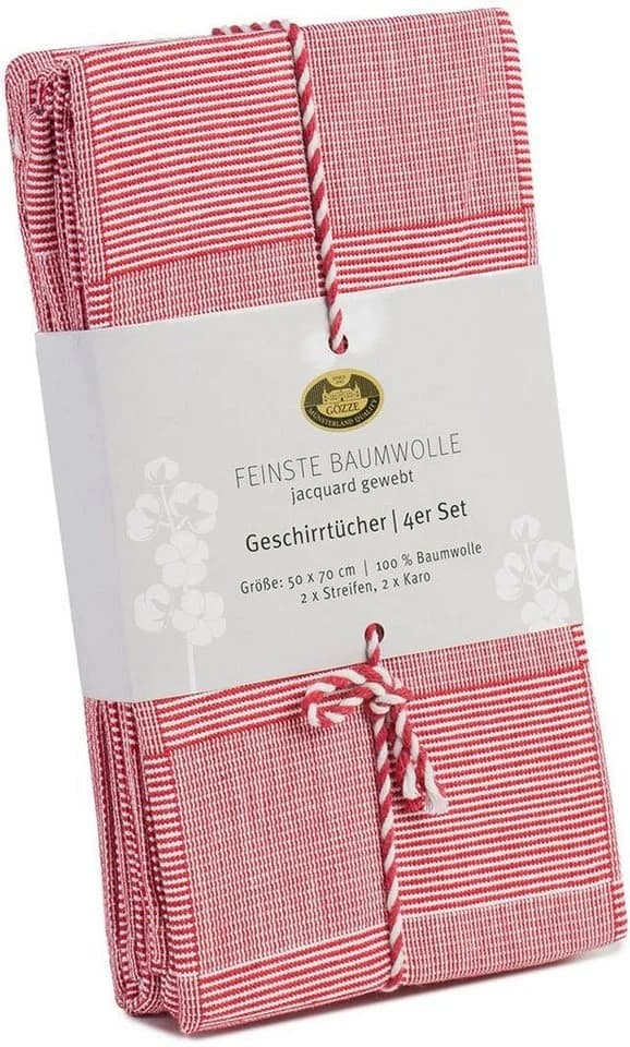 Gözze Geschirrtuch 4er Pack Rot 100% Baumwolle Jacquard - Bild 5
