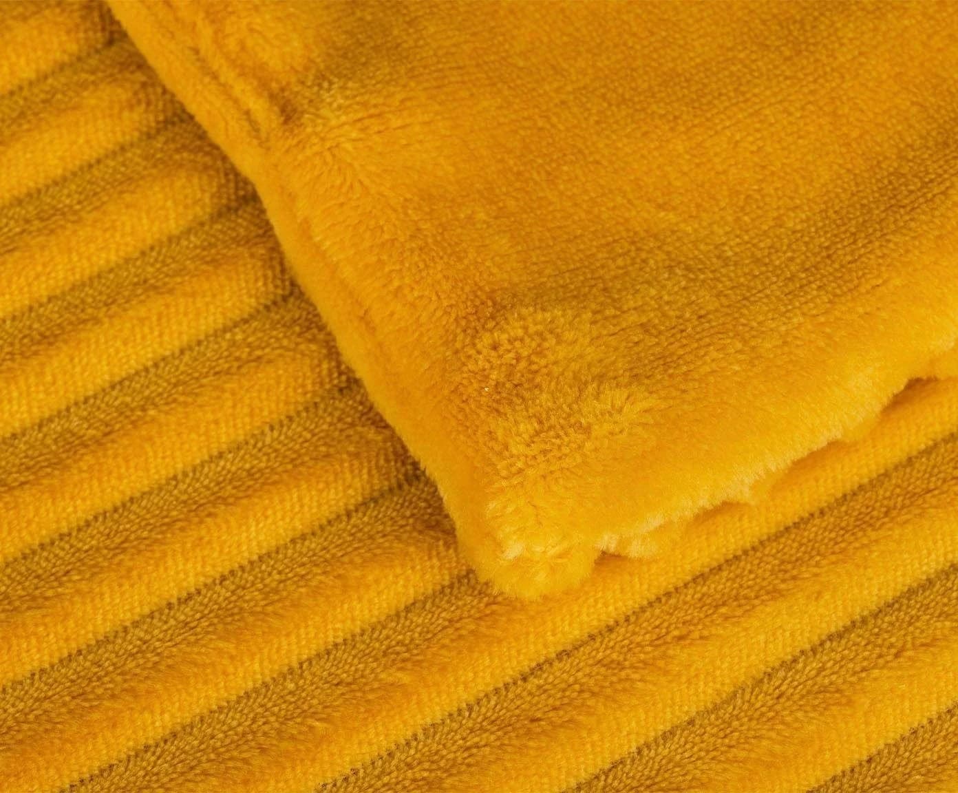 Gözze Wohndecke Cordoptik Senfgelb Polyester Kuscheldecke